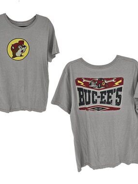 Bucees size UNISEX Large gray red truck graphic short sleeve t shirt cotton
